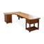 Bureau en bois de noyer massif en forme de L avec 5 tiroirs