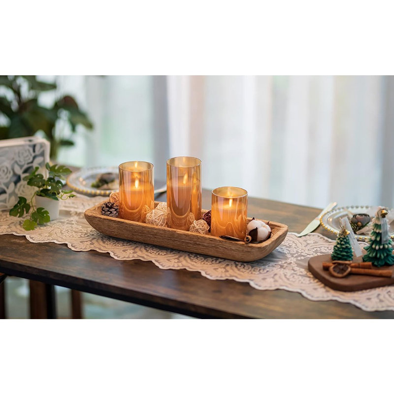 Wooden Decorative Dough Bowl, Long Narrow Tray For Home, Kitchen, And Dining Table Centerpieces