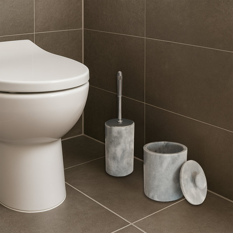 Ensemble de salle de bain 2 pièces 100% marbre, Gris