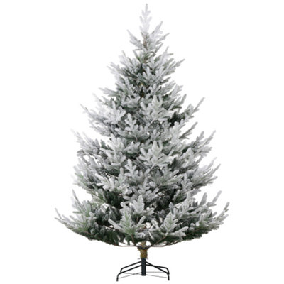 7.5 Foot Artificial Christmas Tree, Pine Hinged Xmas Tree with 1218 Realistic Branches, Steel Base, Auto Open, Green