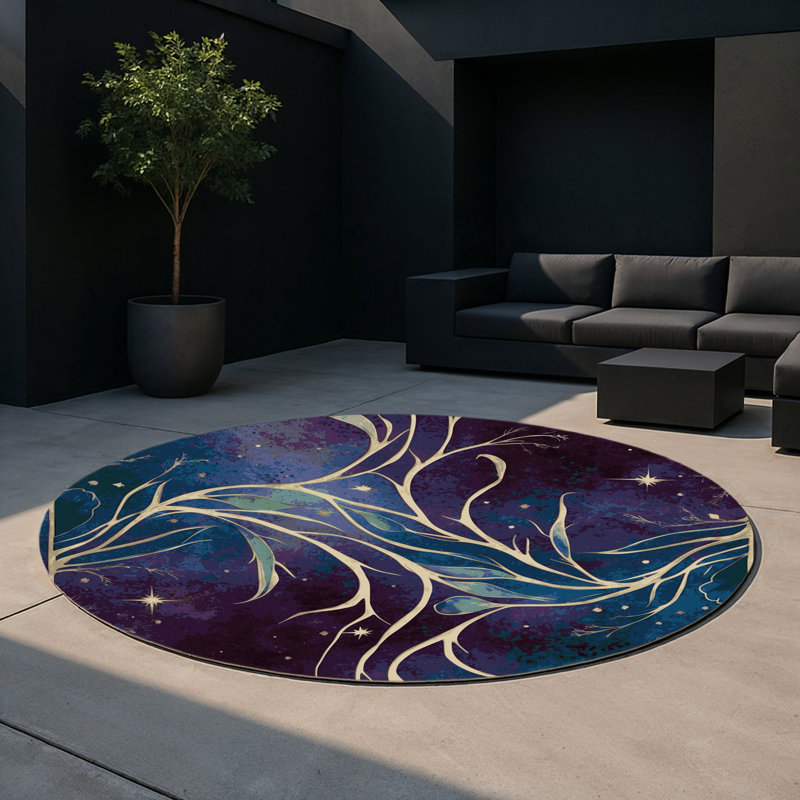 Tapis intérieur et extérieur Ethereal Branches, Rond 5 pi