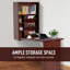 Bureau convertible mural pliable avec tablettes ouvertes