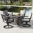 5-piece Outdoor Fire Pit Set With Swivel Dining Chairs, Zippered Cushions, 35in Propane Gas Fire Pit Table With Removable Lid 50,000 Btu And Glass Beads, For Garden Poolside Backyard, Black And Gray