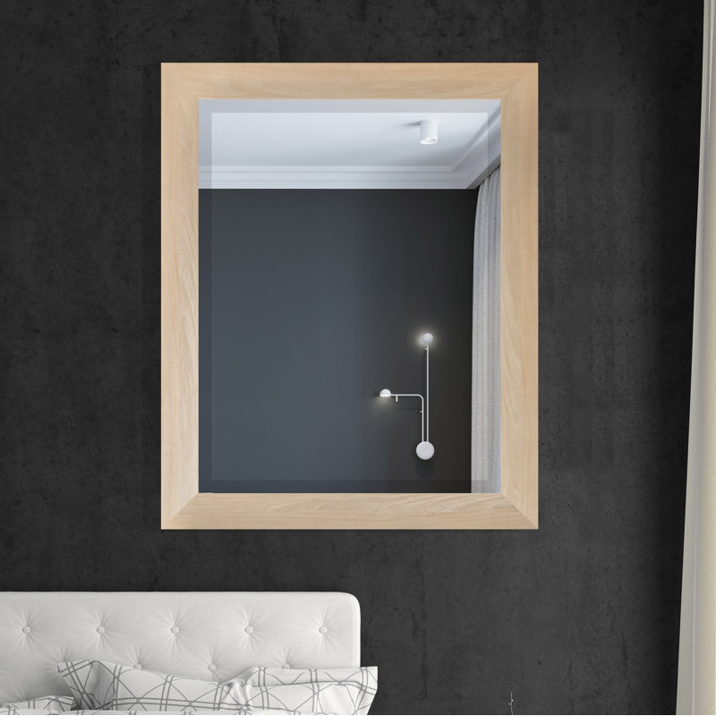 Ungar Wood Flat Wall Mirror, 25.5" H x 21.5" W x 0.75'' D, Blonde Maple