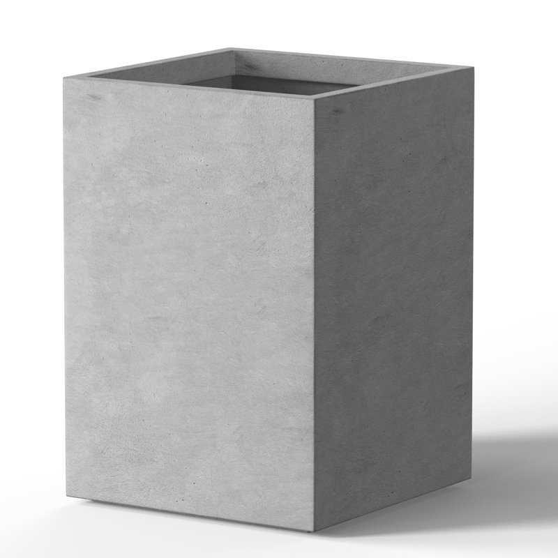 Jabrayah Handmade Planter Box, 16" H x 11.5" W x 11.5" D, Stone Finish