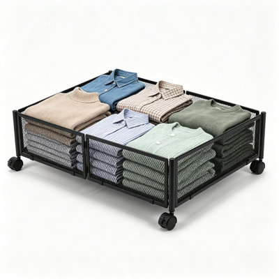 Bacs de rangement sous le lit avec roulettes, tiroirs de rangement coulissants en métal pour l'organisation de la chambre à coucher, contenant de rangement robuste sous le lit pour les vêtements, les chaussures et les couvertures