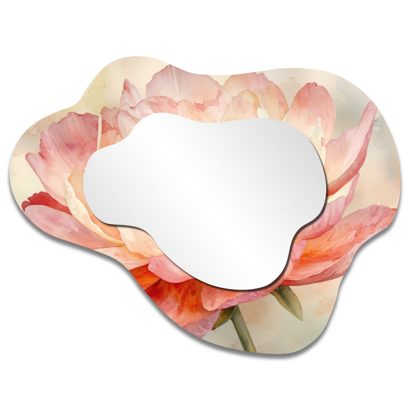 Miroir de meuble-lavabo traditionnel imprimé nénuphars, 27 po x 35 po