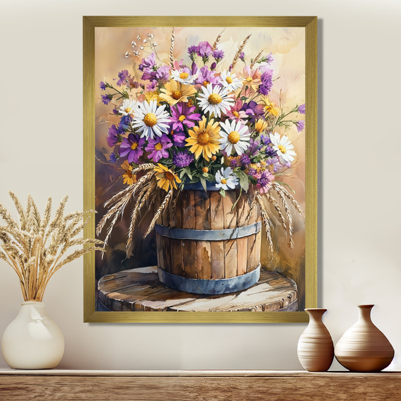 Mullings - impressions murales florales, H 20 po x l 12 po, Reproduction encadrée d'une seule photo, Doré