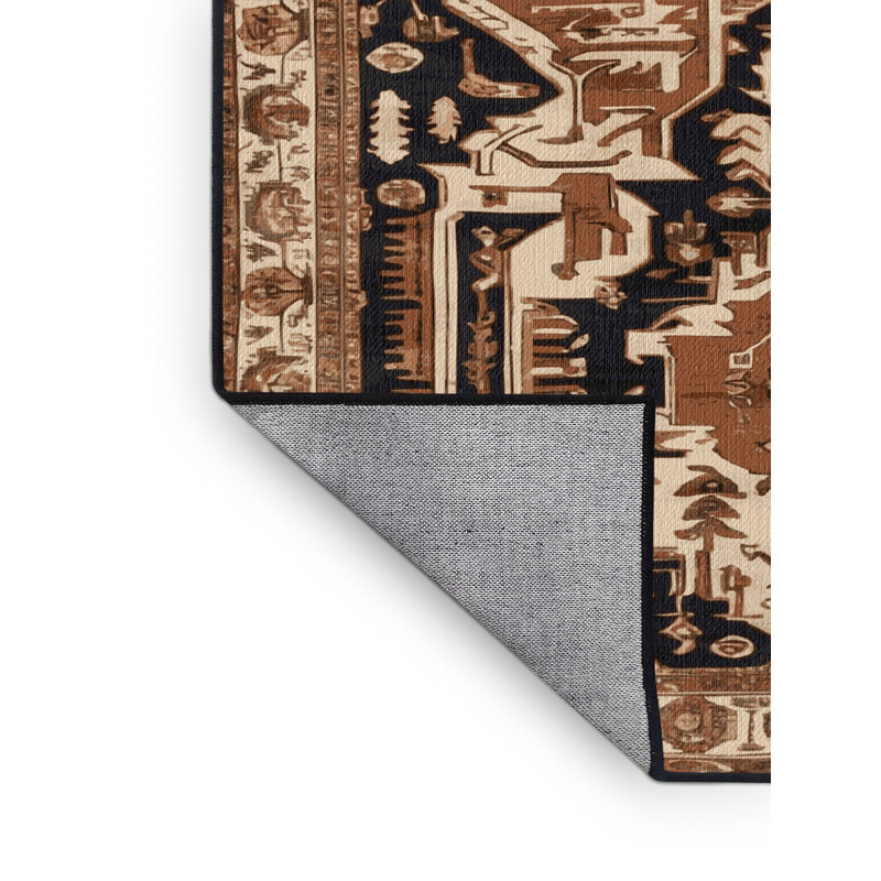 Tapis brun lavable à la machine, Carré 6 pi