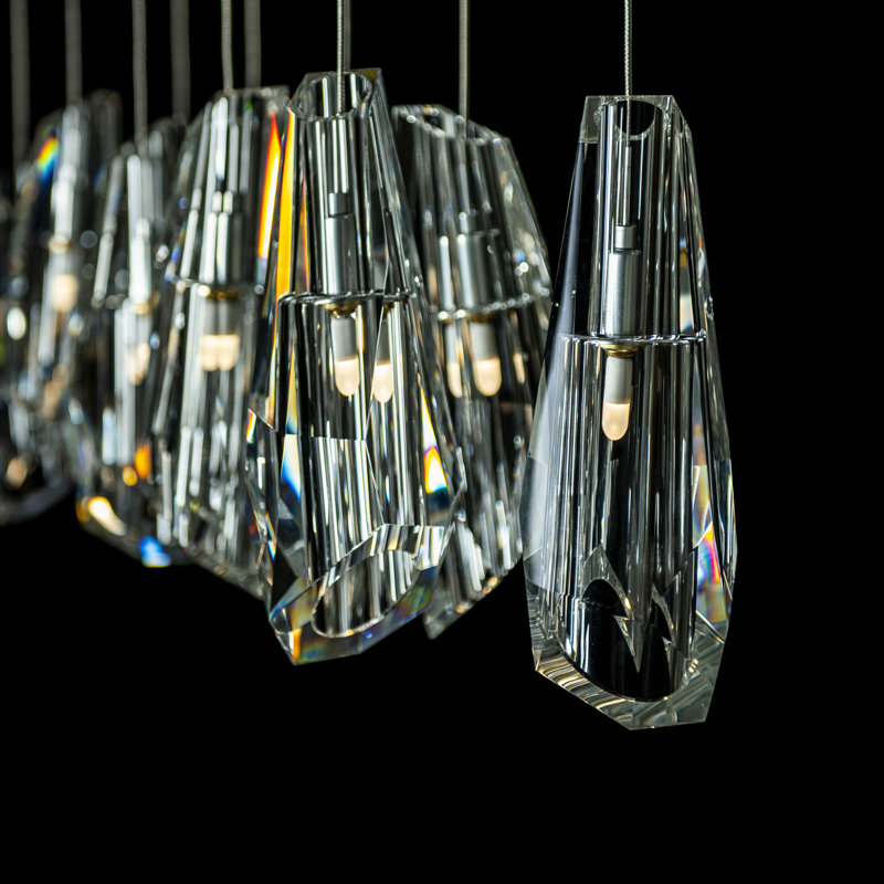 Luma 10 - Light Crystal Pendant, Sterling, 130" H