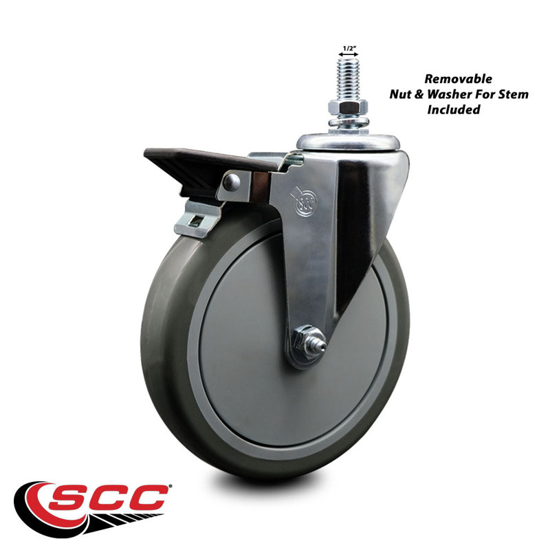 Polyurethane Wheel Swivel 12mm Threaded Stem Caster Set SCC