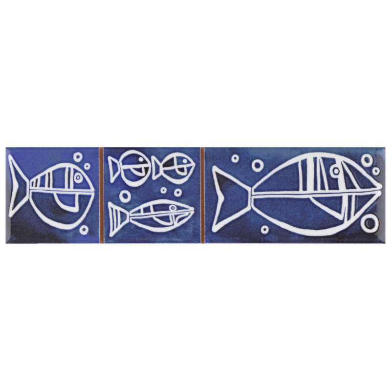 Captain Aquatico 8" x 2'' Ceramic Trim Specialty Trim, Blue