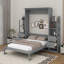 Lit escamotable double avec tablettes, tiroirs et DEL-1811326481