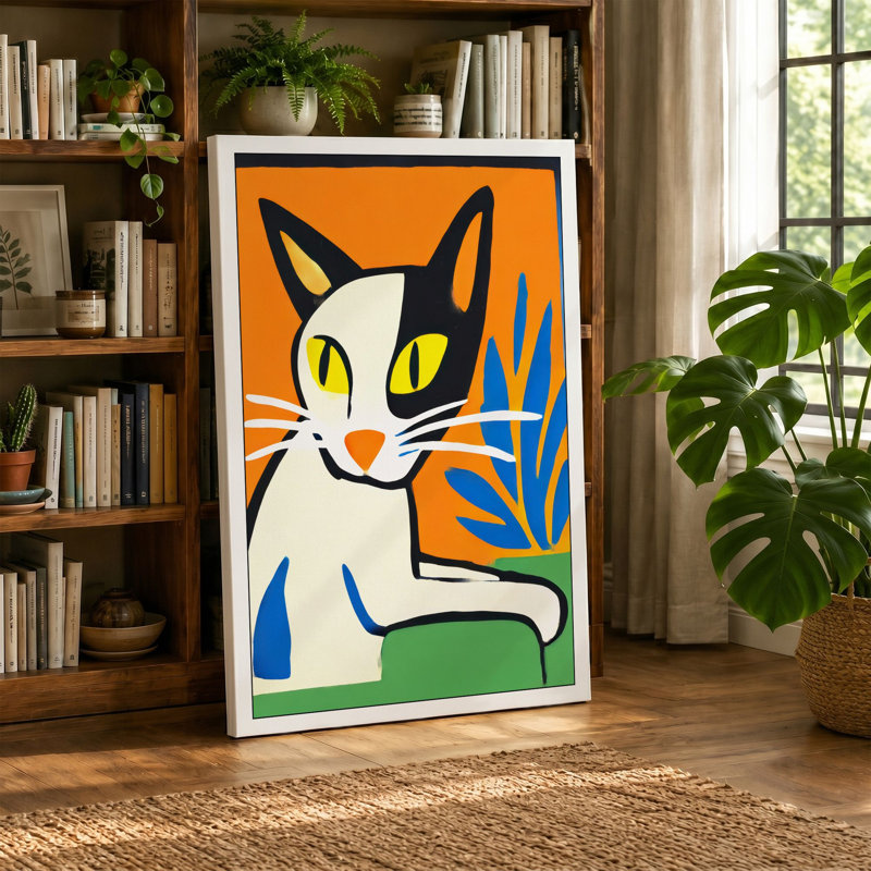 Serene Cat Modern - Print, 24x16 - 61.0 x 40.6 cm, Cream Border