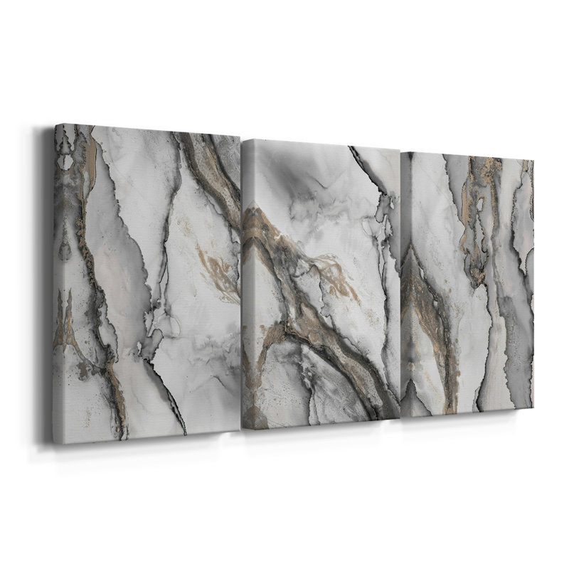 «Abstract Ink Fantasy I», toile tendue sur mesure - 3 pièces, H 60 po x l 120 po