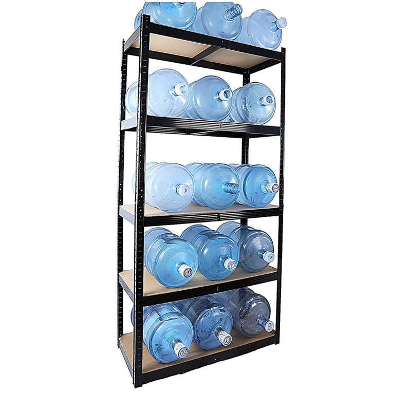 Étagère à 5 niveaux en métal stratifié blanc Support de rangement de garage réglable, H 59 po x l 29,5 po x P 12 po, Blanc