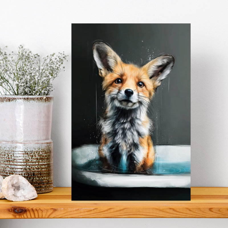 Fox In Bathtube 7 by Justyna Jaszke - Wrapped Canvas Print, 45.72 cm H x 30.48 cm W