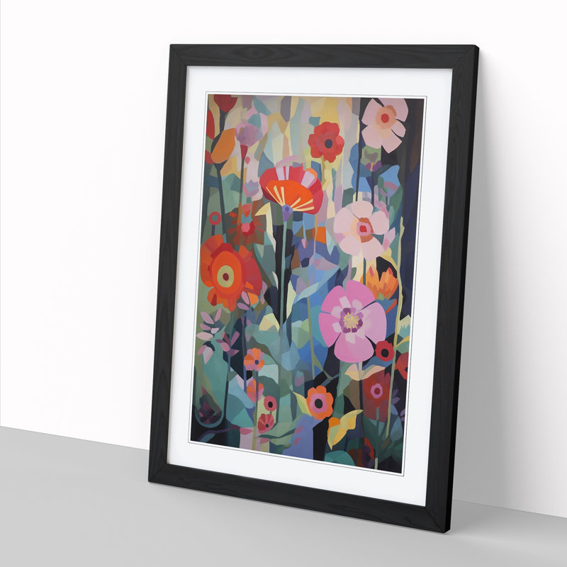Retro Flowers Vol.2 - Single Picture Frame Print, Black, 64cm H x 46cm W x 2cm D