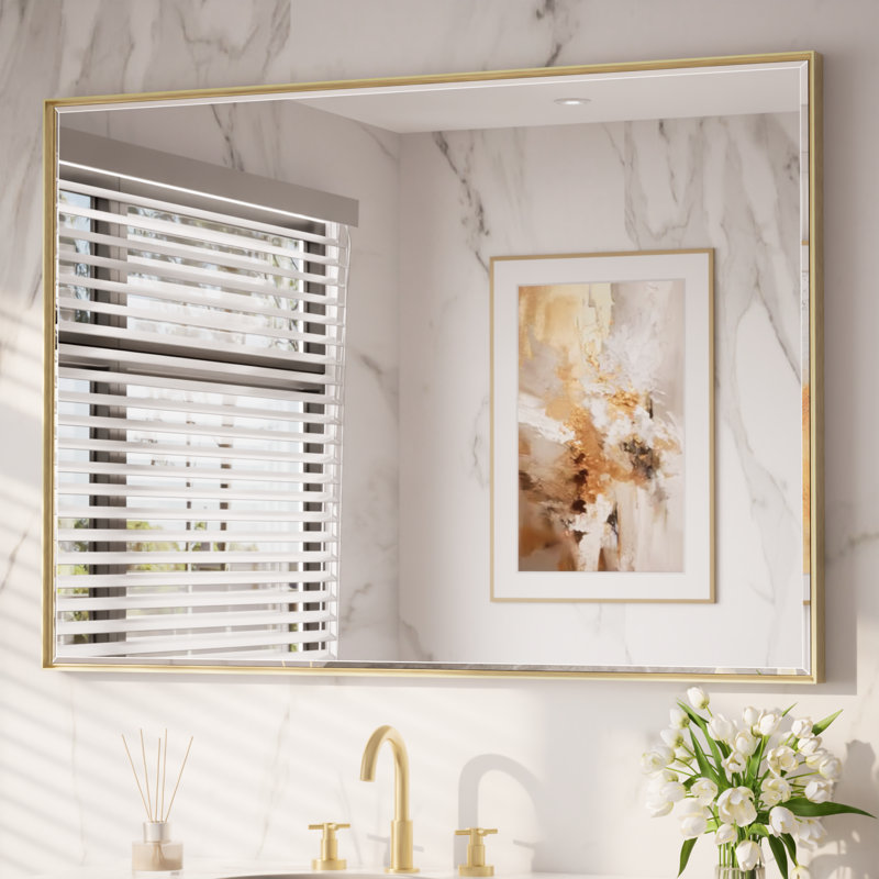Miroir de salle de bain Areiona, 36 po x 48 po, Or brossé