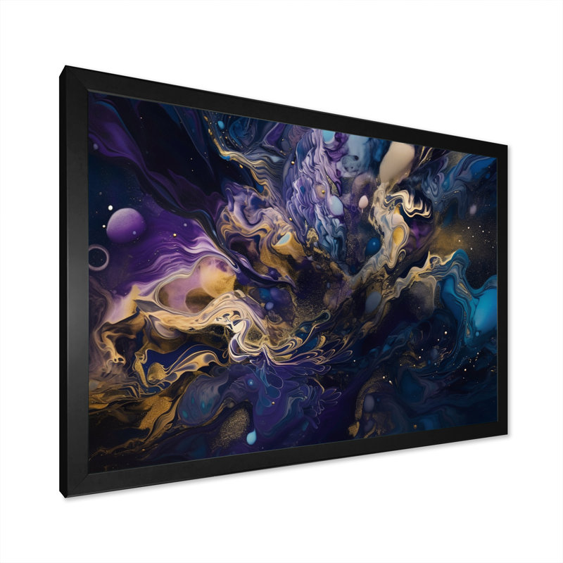 Encre liquide captivante Brackman Gold Mauve II encadrée sur toile, Cadre photo noir, H 12 po x l 20 po x P 1 po