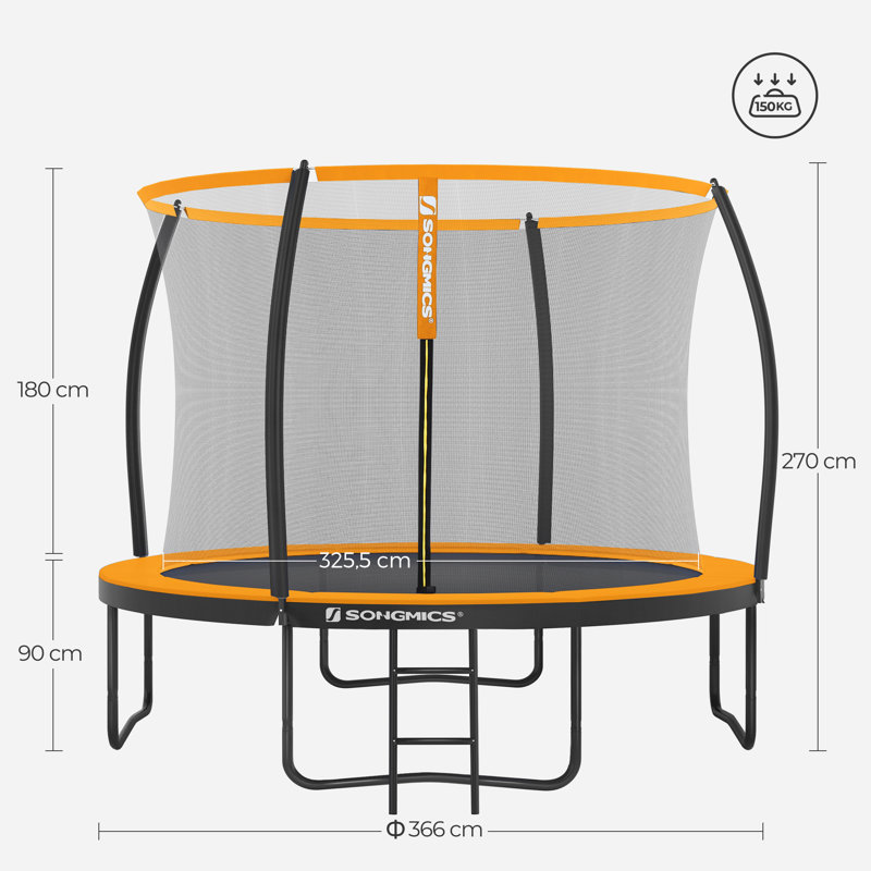 Songmics 111.6cm Round Backyard Trampoline with Safety Enclosure, Orange