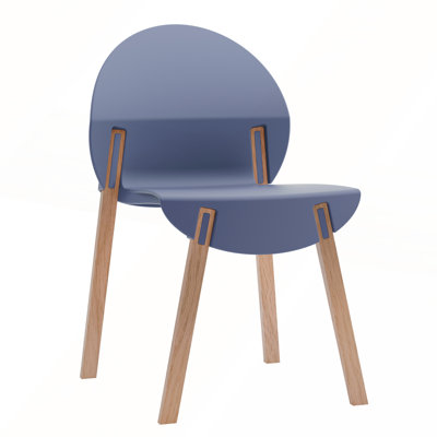 Ensemble de 4 chaises bleues grises avec pieds en bois de chêne et siège en PP pour les salles à manger et les salons intérieurs