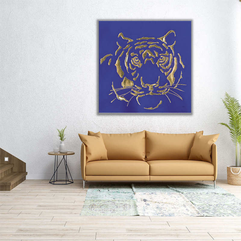 «Gilded Tiger Indigo», reproduction d'art sur toile, H 20 po x l 20 po