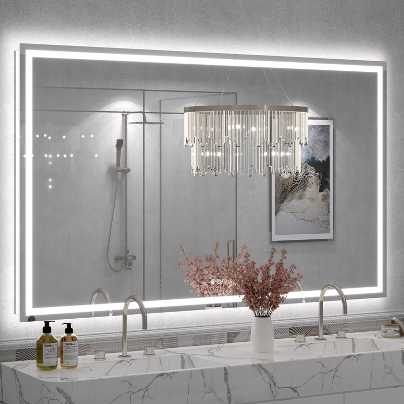 Miroir de salle de bain mural Molly, 66 po x 40 po, Transparent