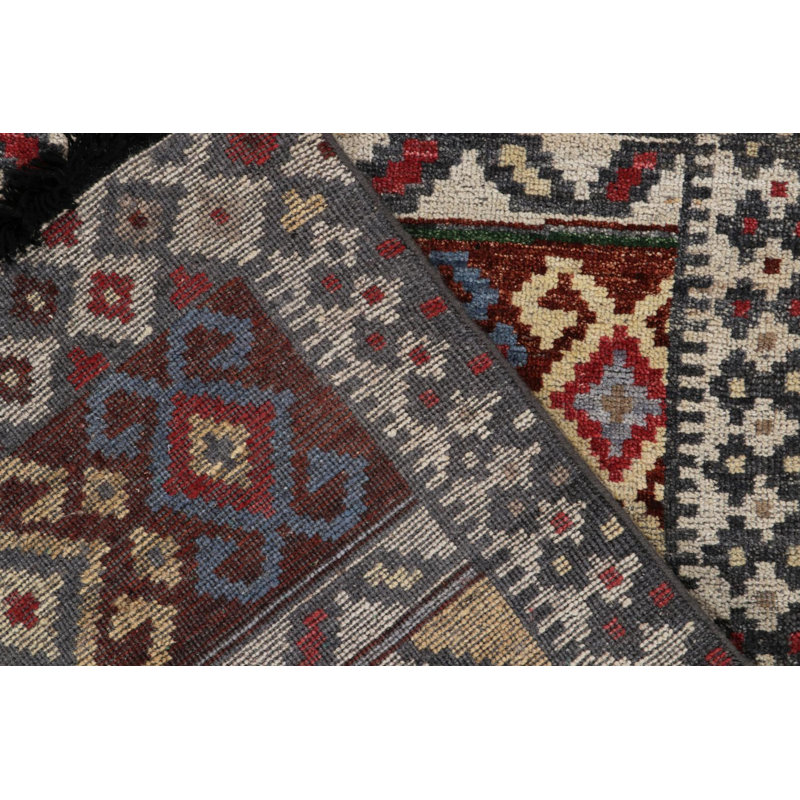 Burano Hand Knotted Wool Geometric Area Rug, Rectangle 4' x 6'