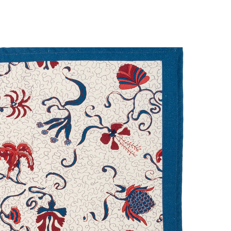 Clowe Floral Tea Towel Kitchen Towel, Blue/Red