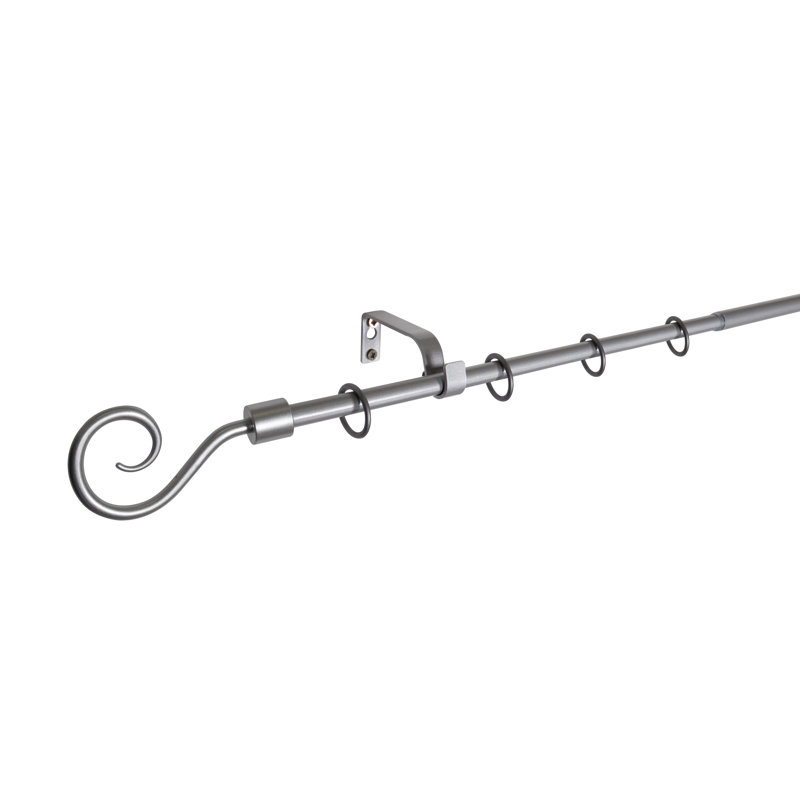 Basic Hook Curtain Pole Set, Matt brushed nickel