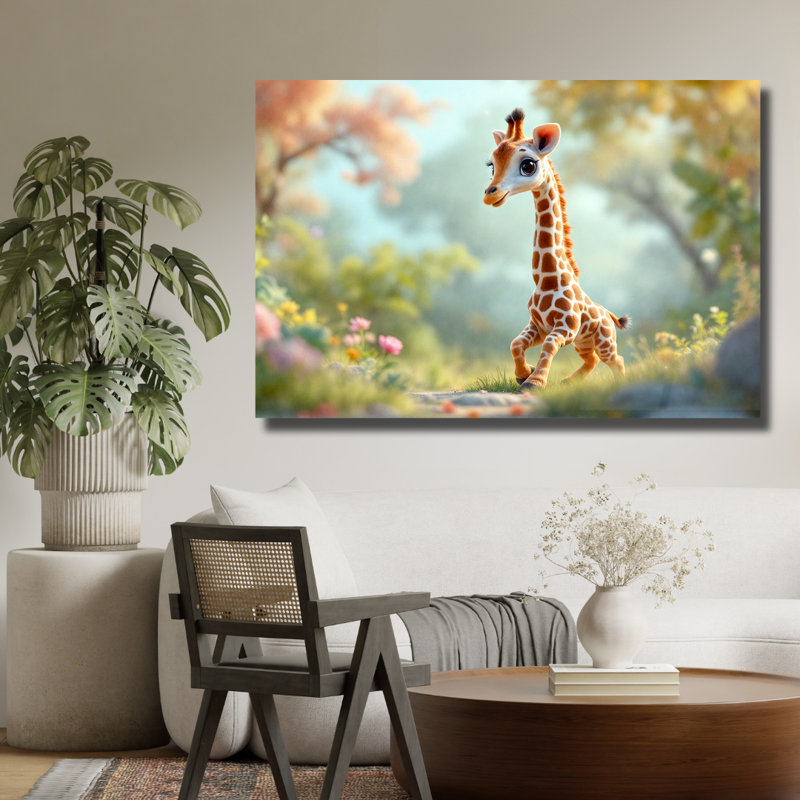 Art mural en verre trempé bébé girafe, 18" H x 24" W
