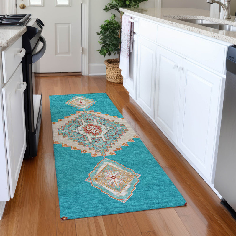 Premium Machine Washable Guada AMF1014 Oriental Rug, Runner 2'3" x 7'6"
