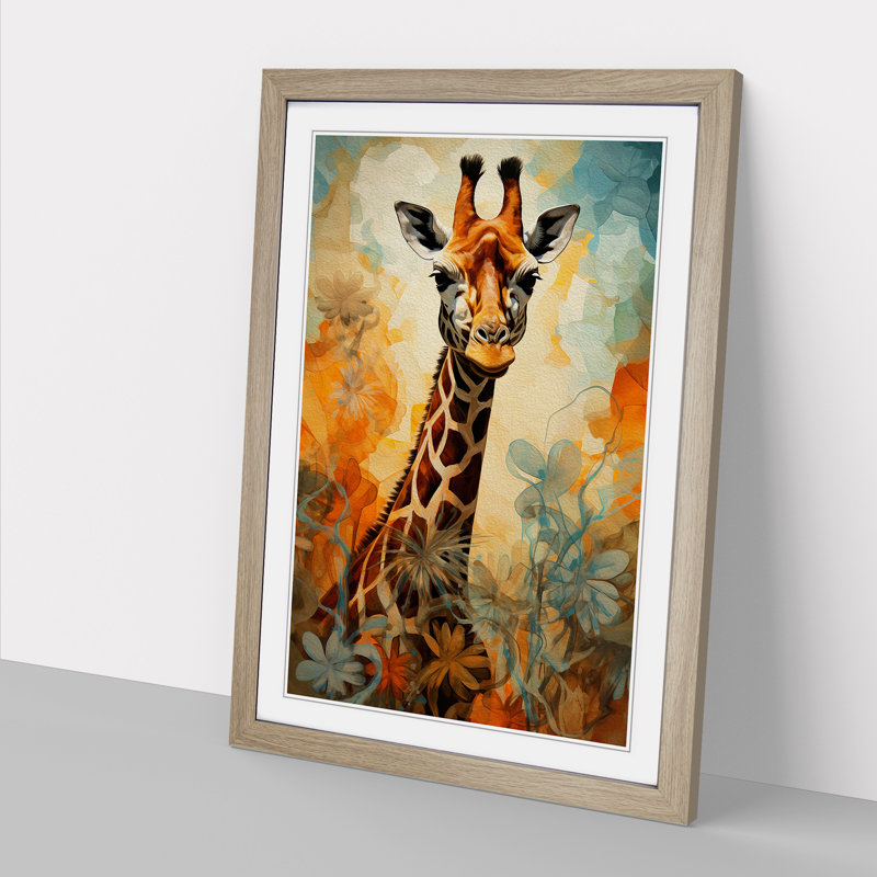 Giraffe Dadaism No.2 - Framed Print, Oak, 34cm H x 25cm W x 2cm D