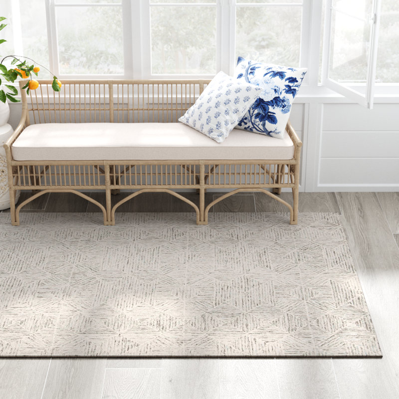 Linsly Hand Tufted Geometric Indoor Rug, Rectangle 6' x 8'