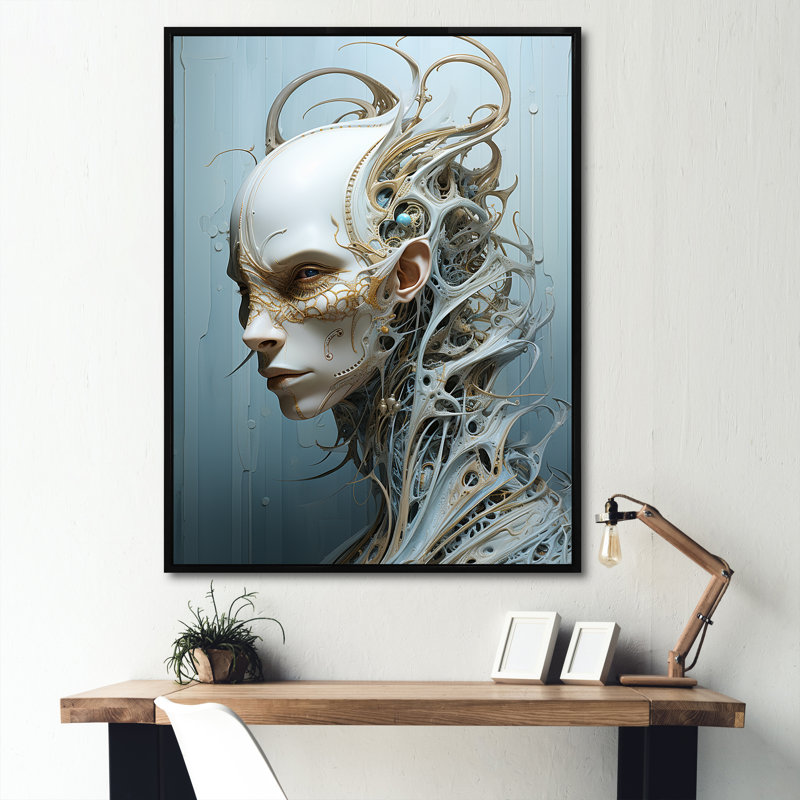Mythical Alien Creature, reproduction d'art sur toile, Cadre flottant noir, H 20 po x l 12 po x P 1 po