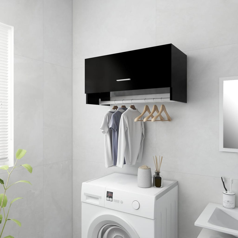 Ayanle 1 Door Wardrobe, Black, 35cm H x 70cm W x 32.5cm D