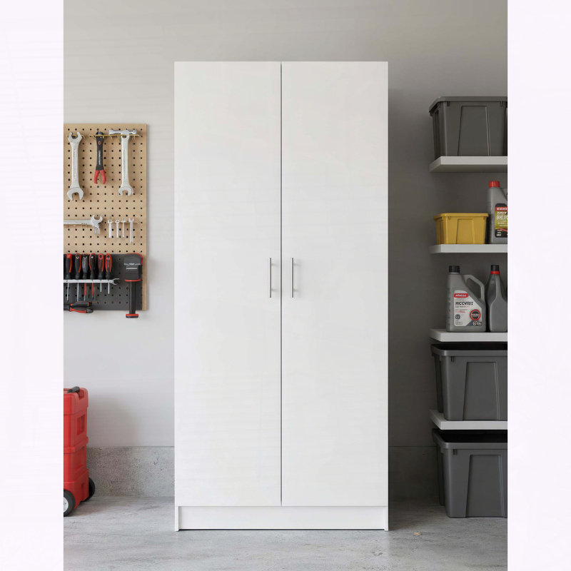 Modex White Multi‑Purpose Utility Storage Cabinet – Vertical Storage with Adjustable Shelves, White