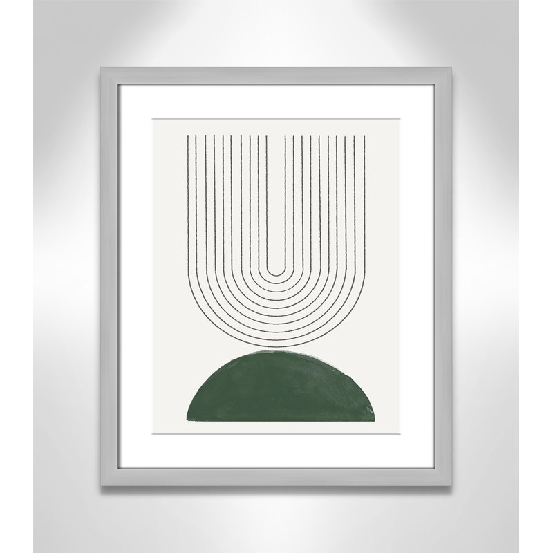 Imprimé n ° 5 vert Mid Century Modern par Miuus Studio, 16'' W x 19'' H, Matted Print, Argent mat