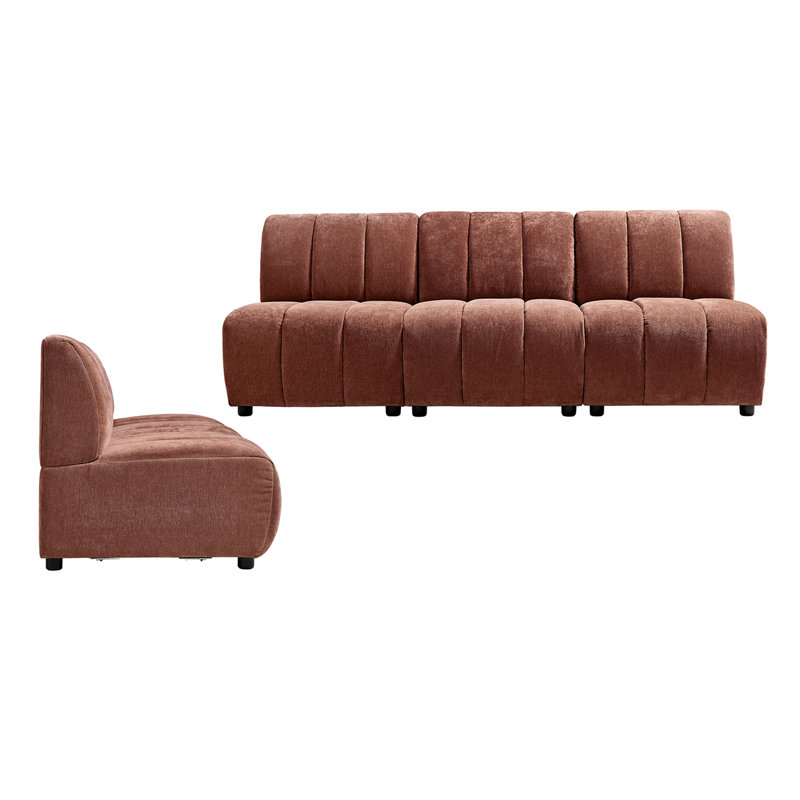 Canapé capitonné en chenille 6 pièces Hawkinge, Rouille