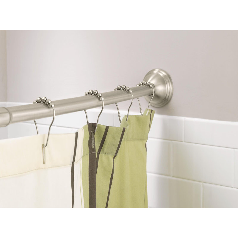 Tringle courbée simple à longueur fixe pour salle de bain, finition nickel brossé