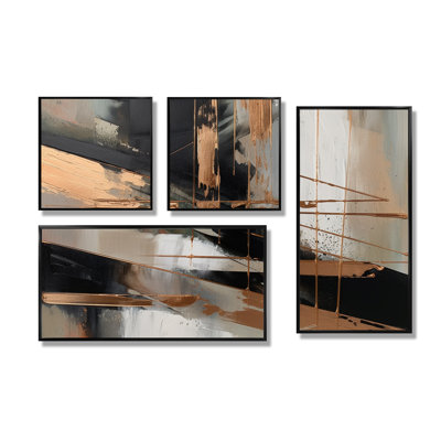 Brun et noir au-delà des limites III - art mural moderne 4 pièces