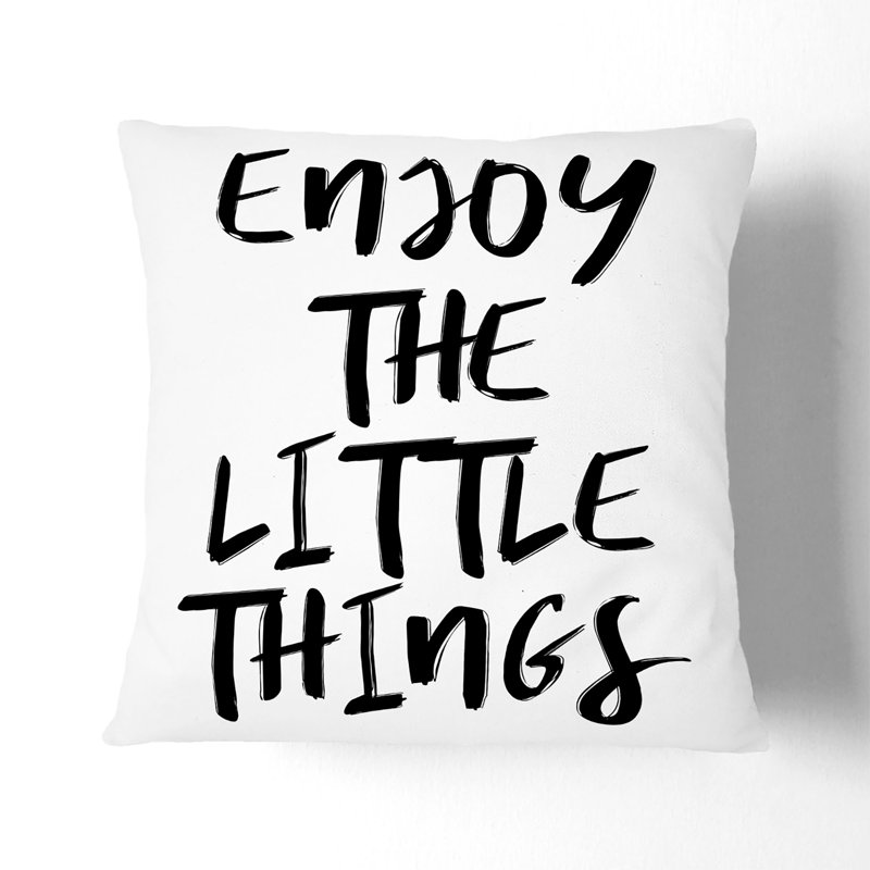 Enjoy the Little Things Typography Scatter Cushion, Black, 55cm H x 55cm W x 20cm D