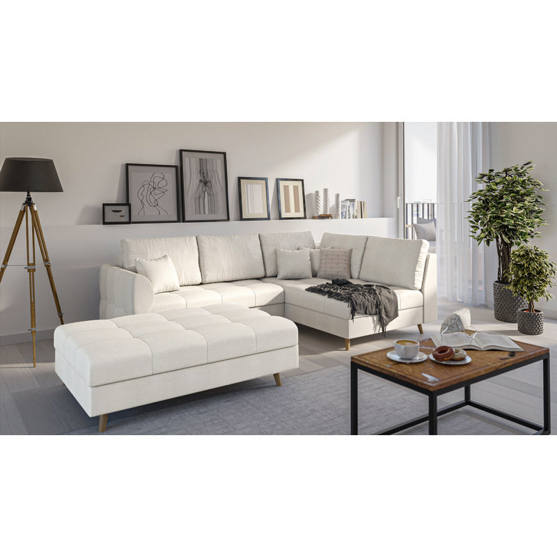 Scandinavian Footstool, Ecru