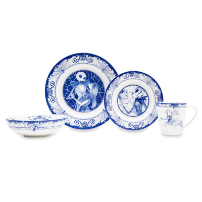 Disney The Nightmare Before Christmas Jack And Sally 8-Piece Dinnerware Set, Service for 2
