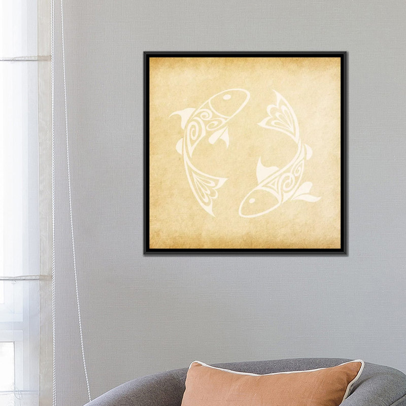« imaginatif fish », impression carrée sur toile tendue, H 18 po x l 18 po x P 1,5 po, Toile avec cadre noir, Pas de tapis