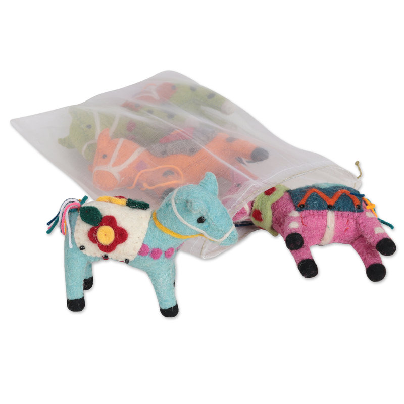 4.5'' Handmade Wool Animals Hanging Figurine Ornament