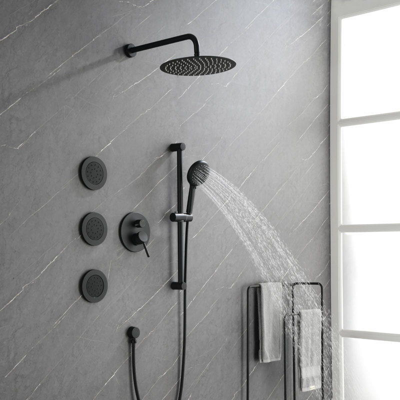 Système de douche à pression équilibrée avec valve brute, Or brossé