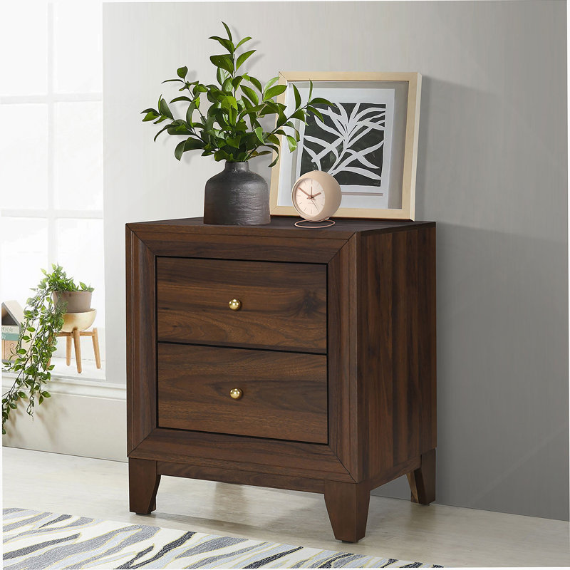Table de chevet 2 tiroirs Walnut