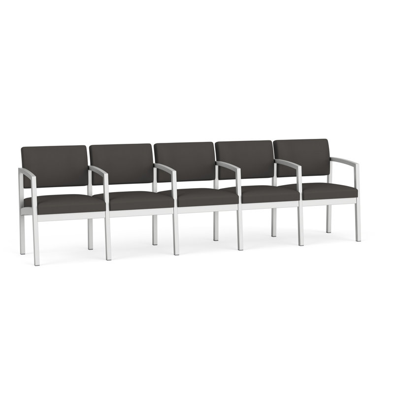 Structure en métal 5 places Lenox, Argent, Noir Patriot Plus - Vinyle lavable au chiffon
